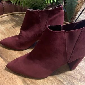 Marc Fisher ankle booties wine color tall heel